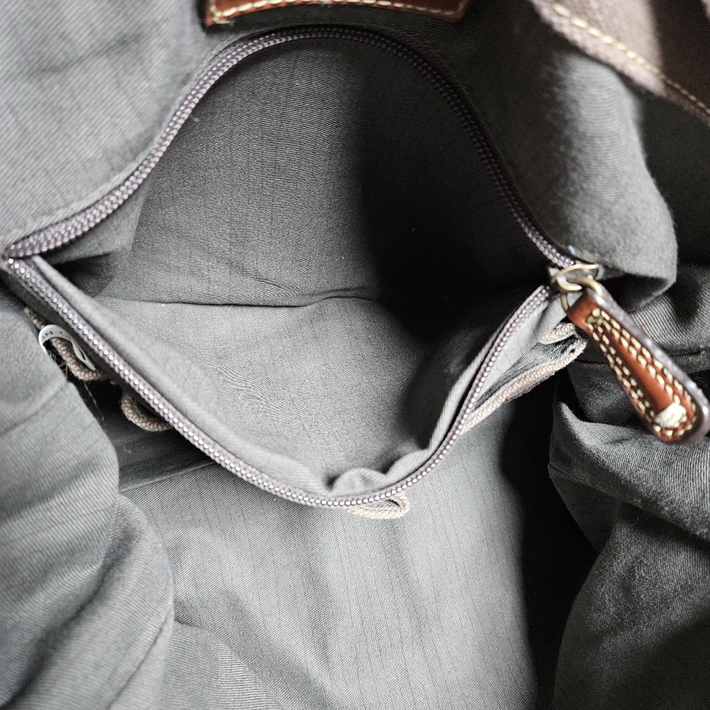 Fossil 54 Canvas Messenger Bag Adjustable Strap Brown